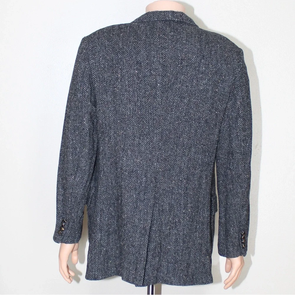 Vintage Kuppenheimer Gray Tweed Wool Herringbone 2 Button Blazer Men’s 44 Long